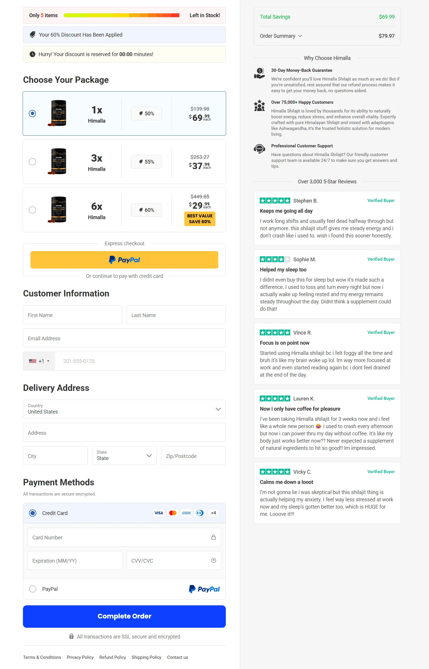 Himalla Shilajit Gummies checkout page